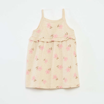 Robe légère à bretelles et avec volants BEIGE
