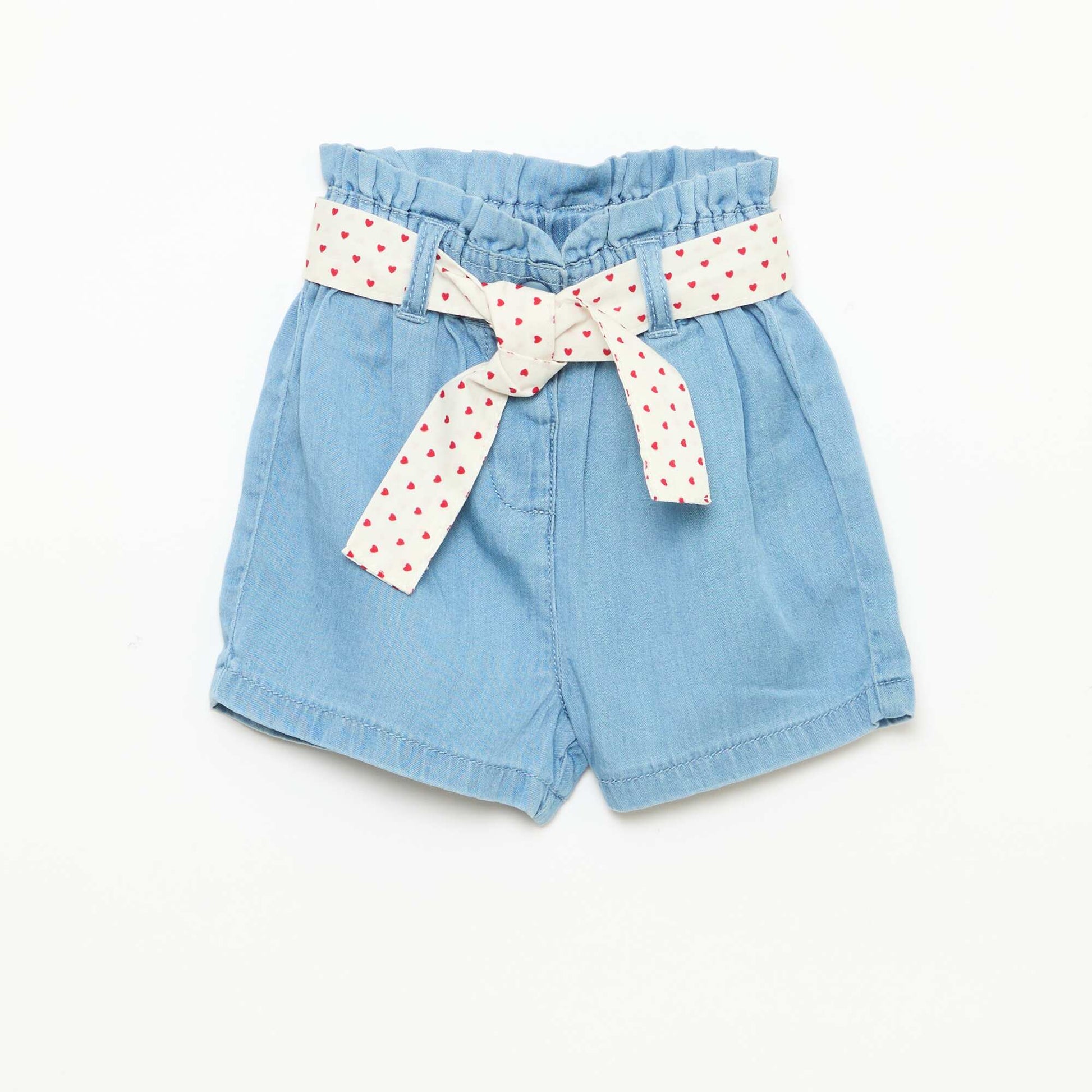 Short en tencel + ceinture nouée DENIM CLAIR