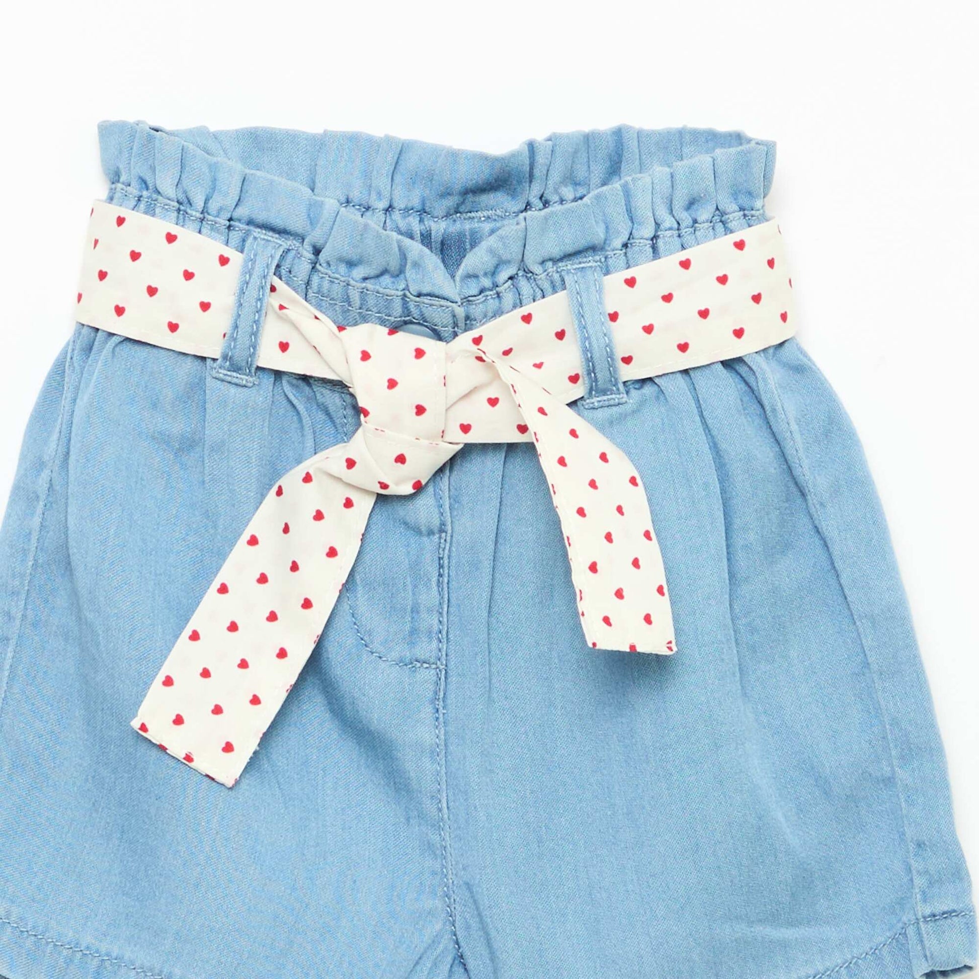 Short en tencel + ceinture nouée DENIM CLAIR