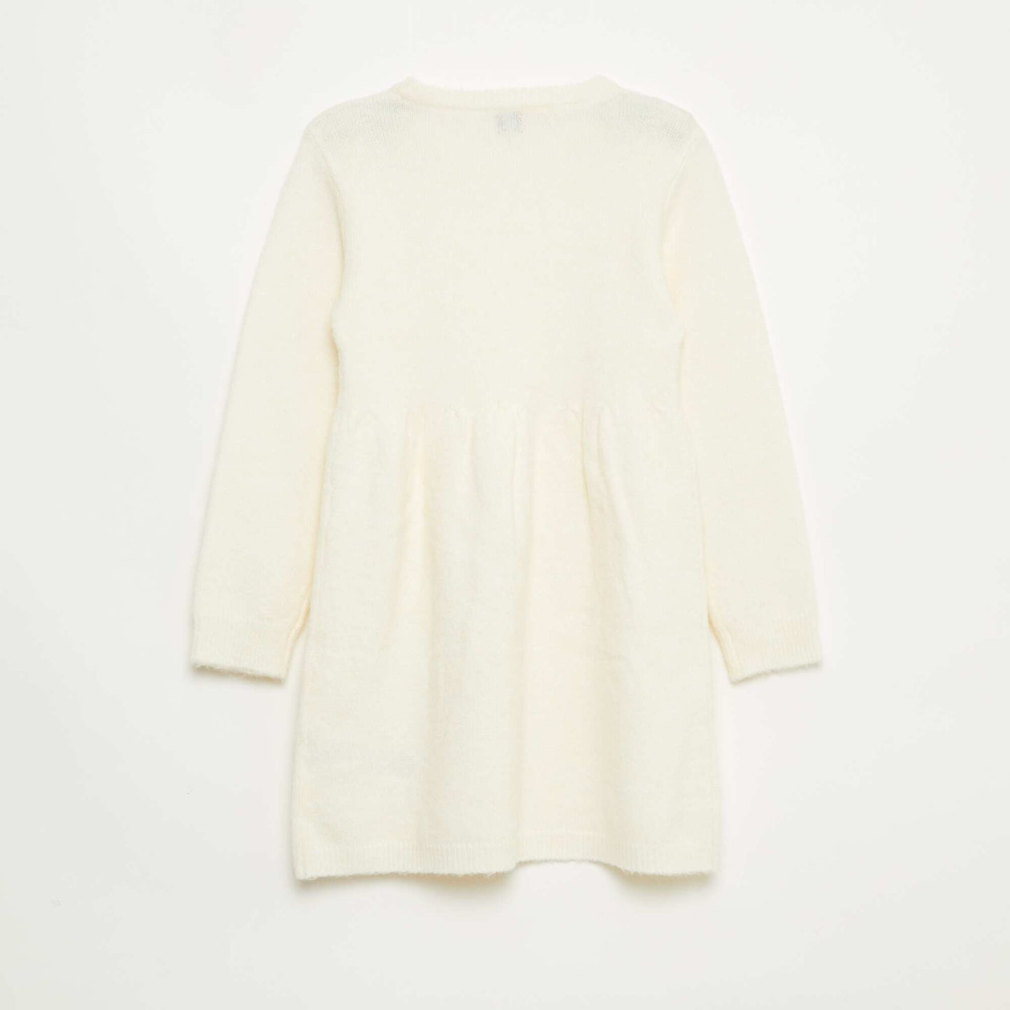 Robe pull avec maille ajourée et volants BLANC