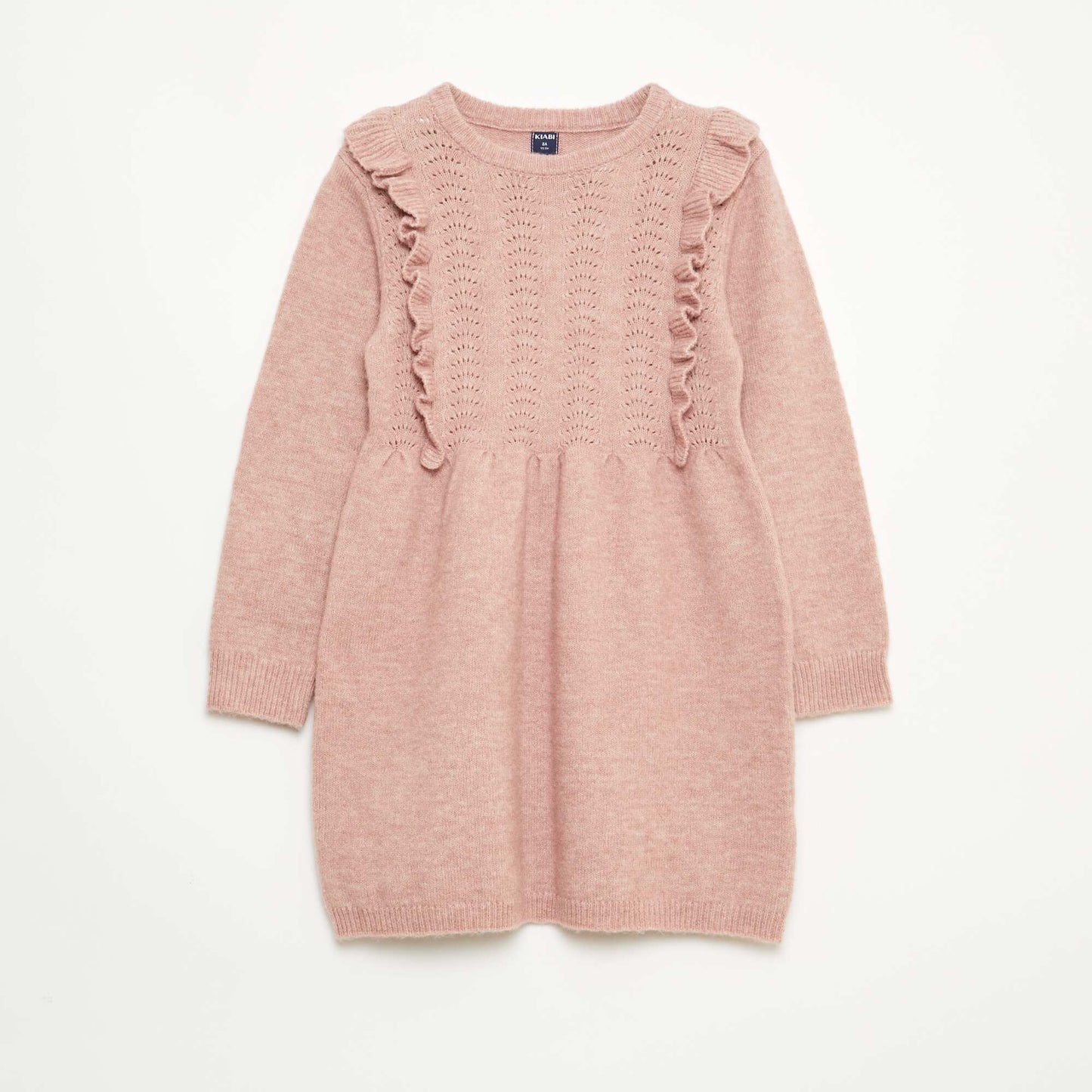 Robe pull avec maille ajourée et volants ROSE