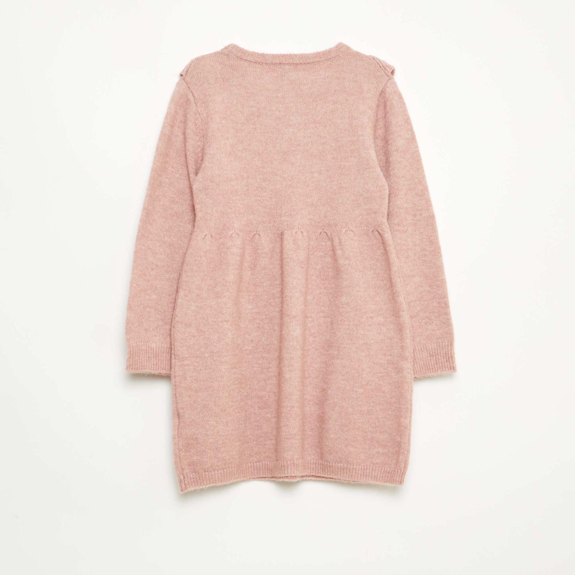 Robe pull avec maille ajourée et volants ROSE
