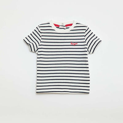 Tee-shirt à message 'bonjour' BLANC