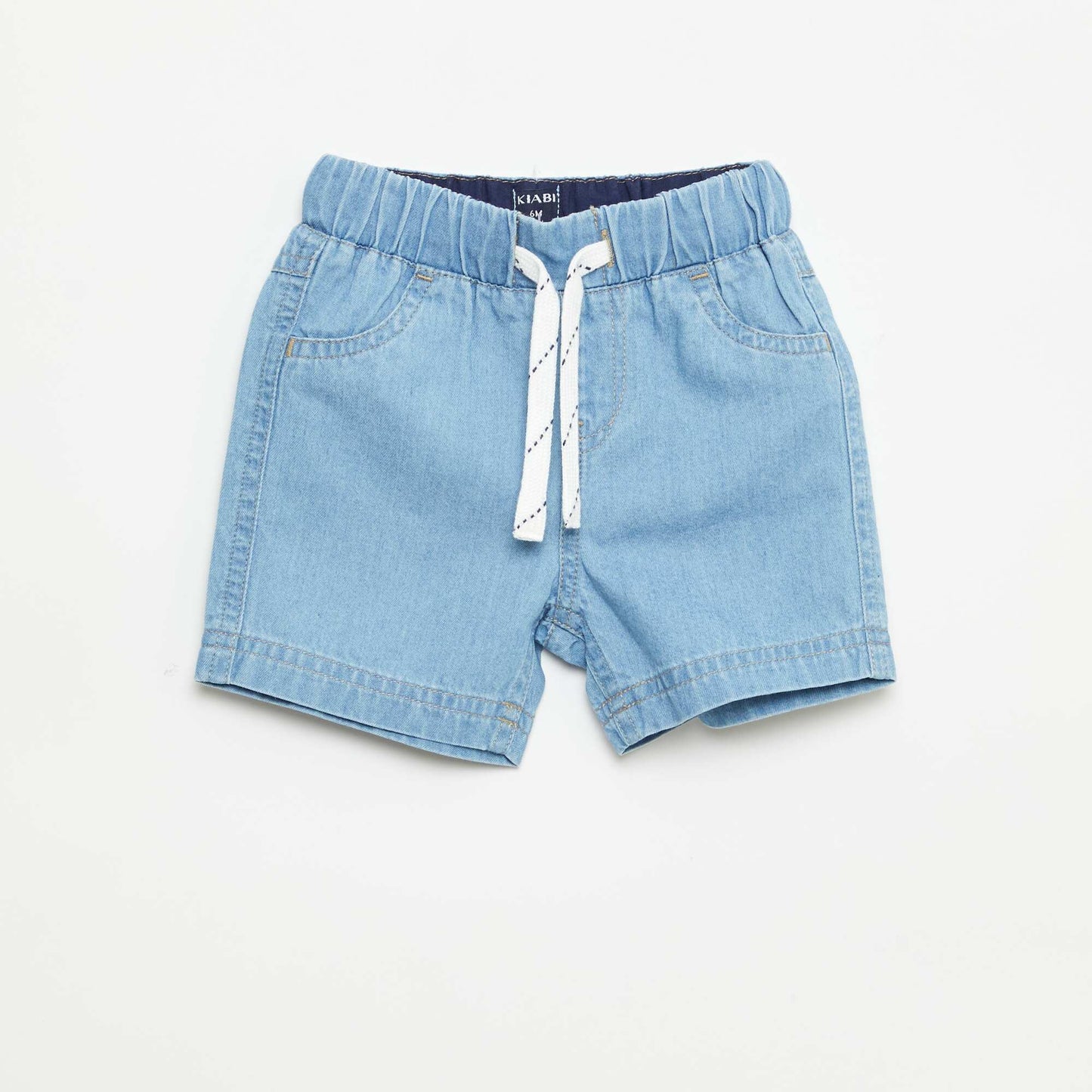 Short en denim avec cordons à la taille BLEU