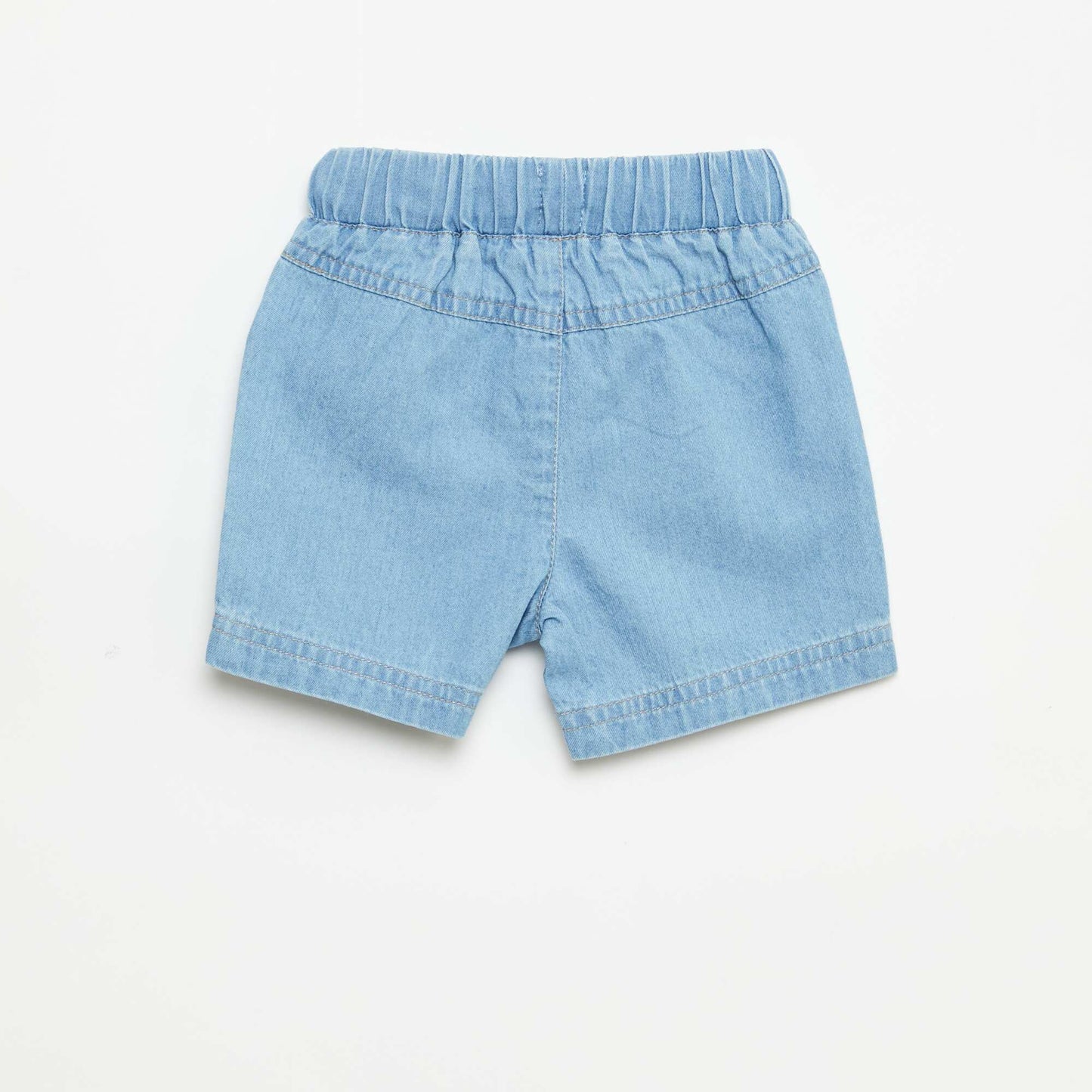 Short en denim avec cordons à la taille BLEU