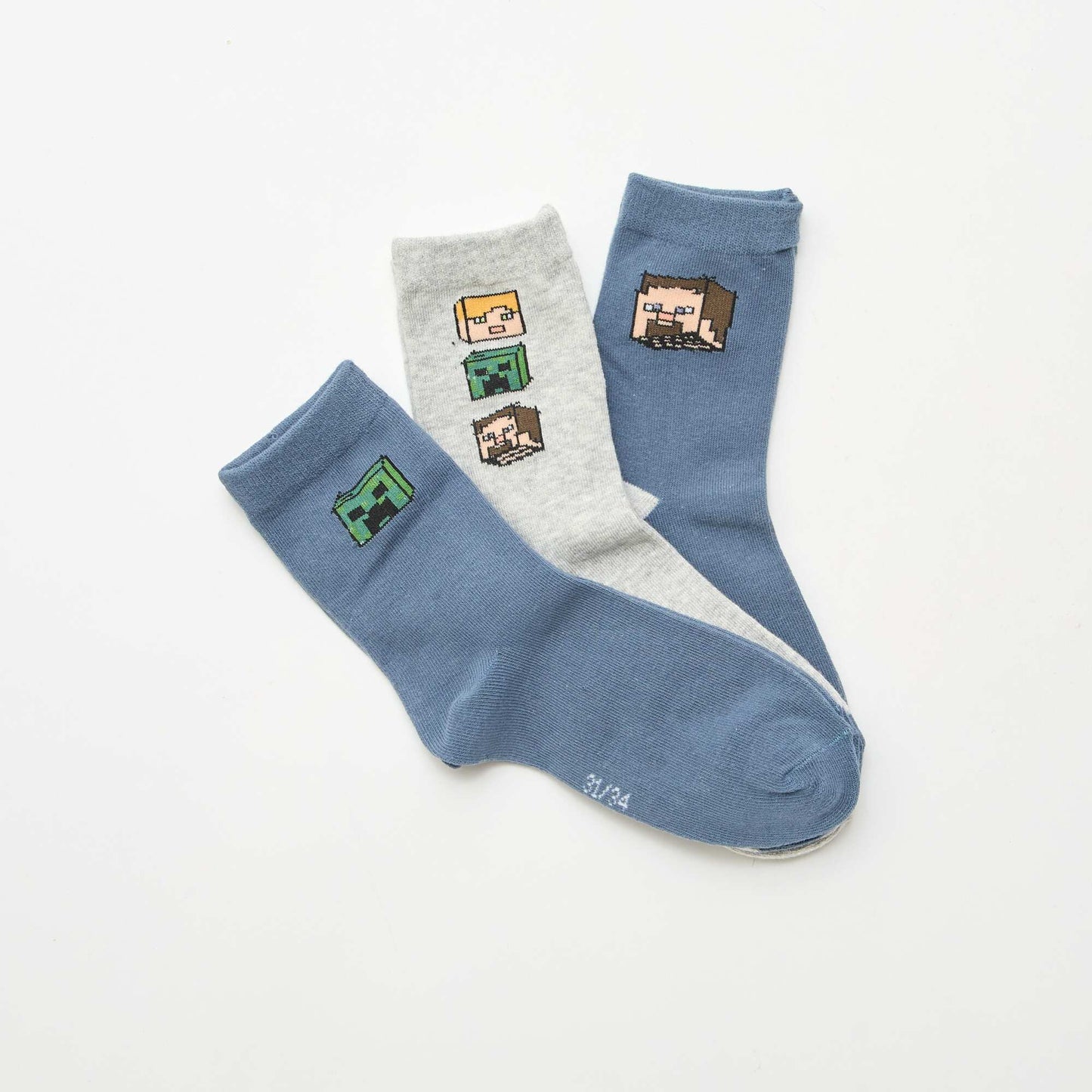 Lot de 3 chaussettes mi-hautes 'Minecraft' GRIS