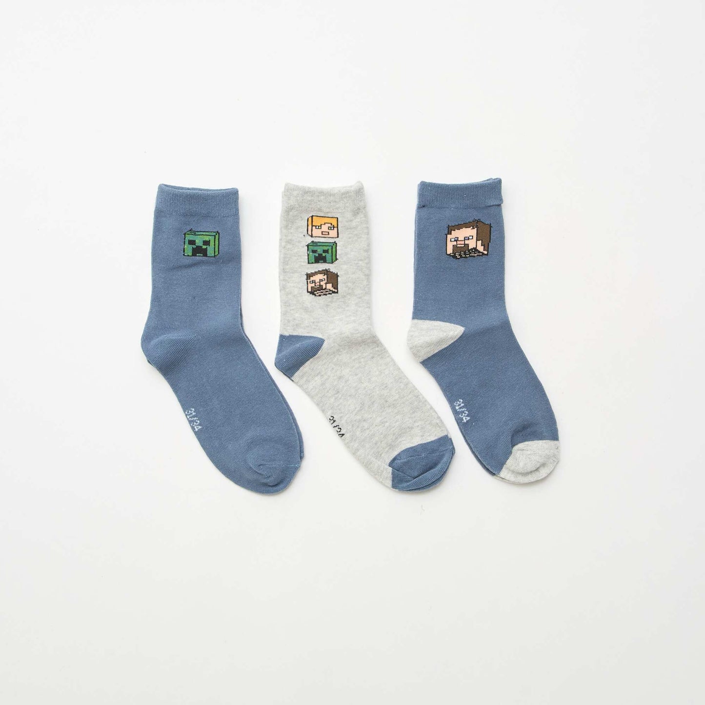 Lot de 3 chaussettes mi-hautes 'Minecraft' GRIS