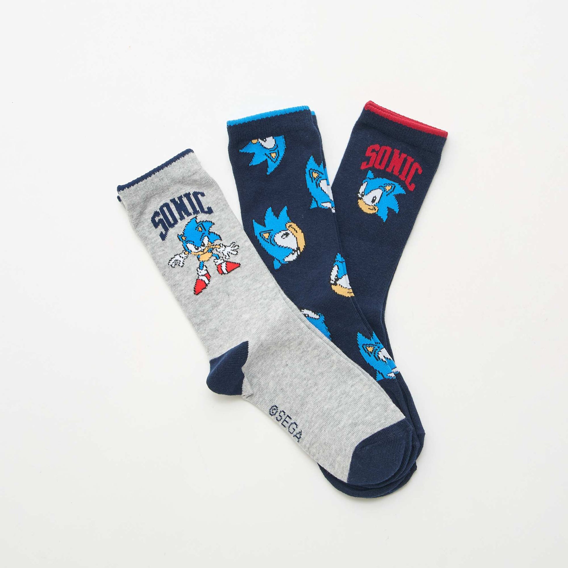 Lot de 3 chaussettes mi-hautes 'Sonic' BLEU