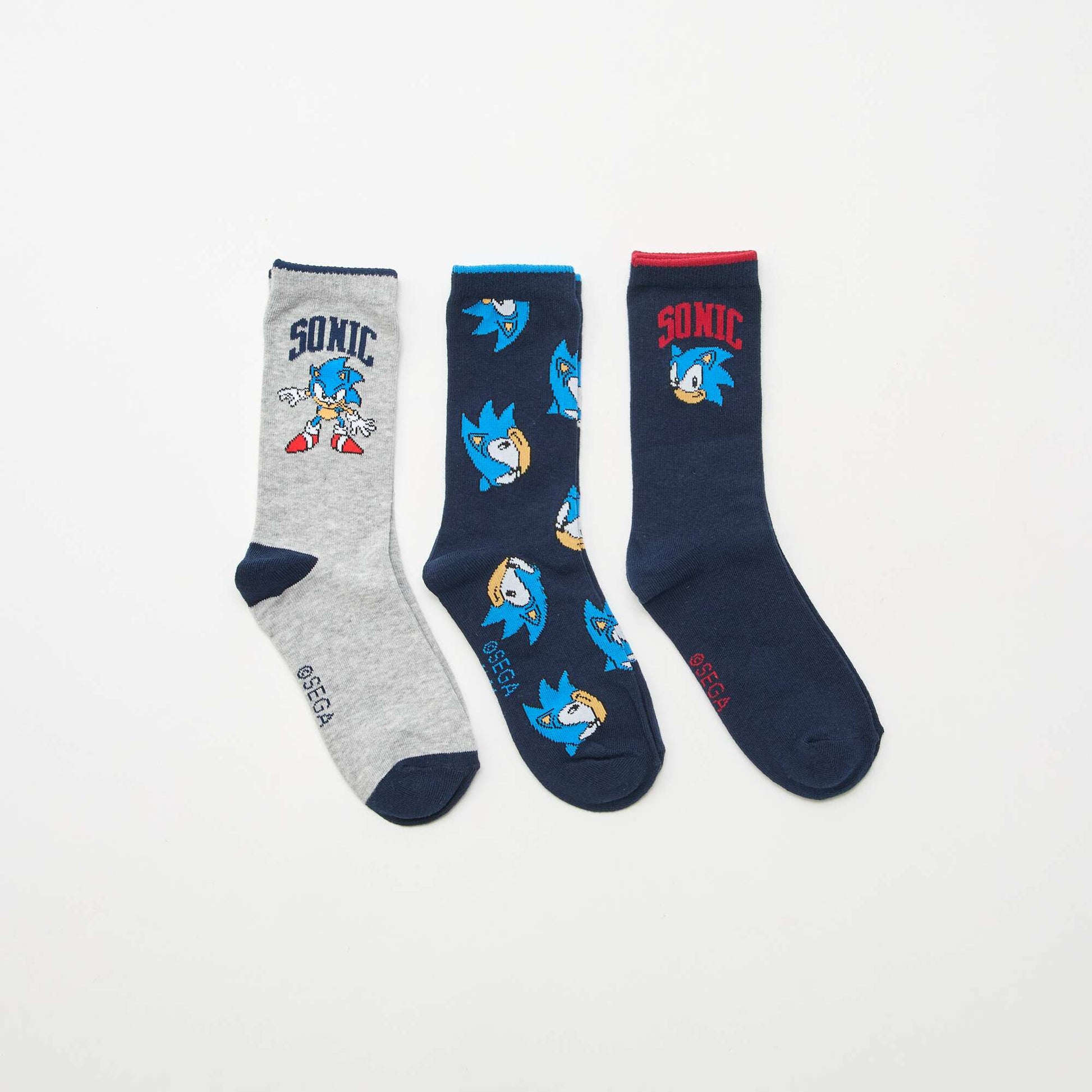 Lot de 3 chaussettes mi-hautes 'Sonic' BLEU