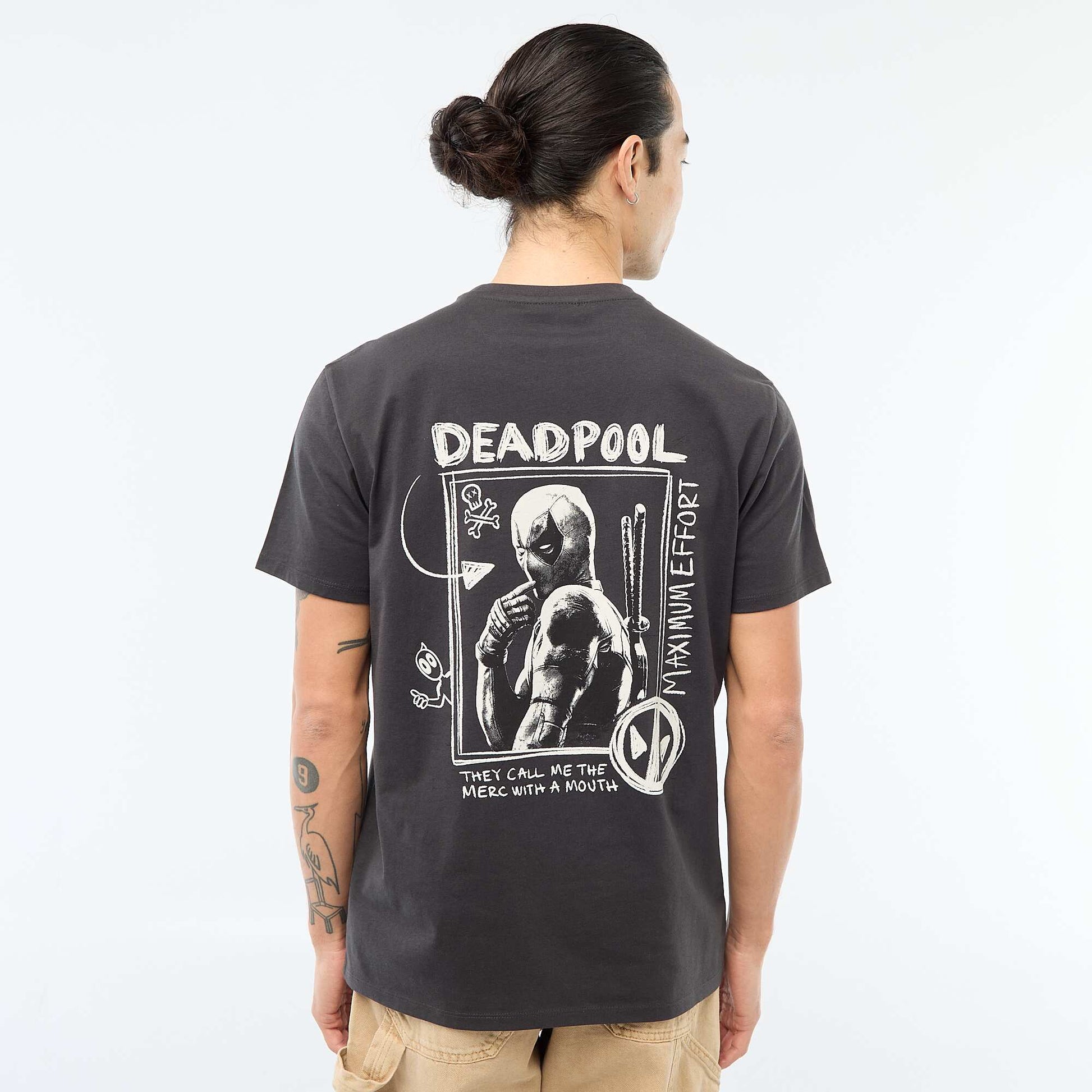 T-shirt 'Deadpool' 'Marvel' imprimé recto-verso NOIR