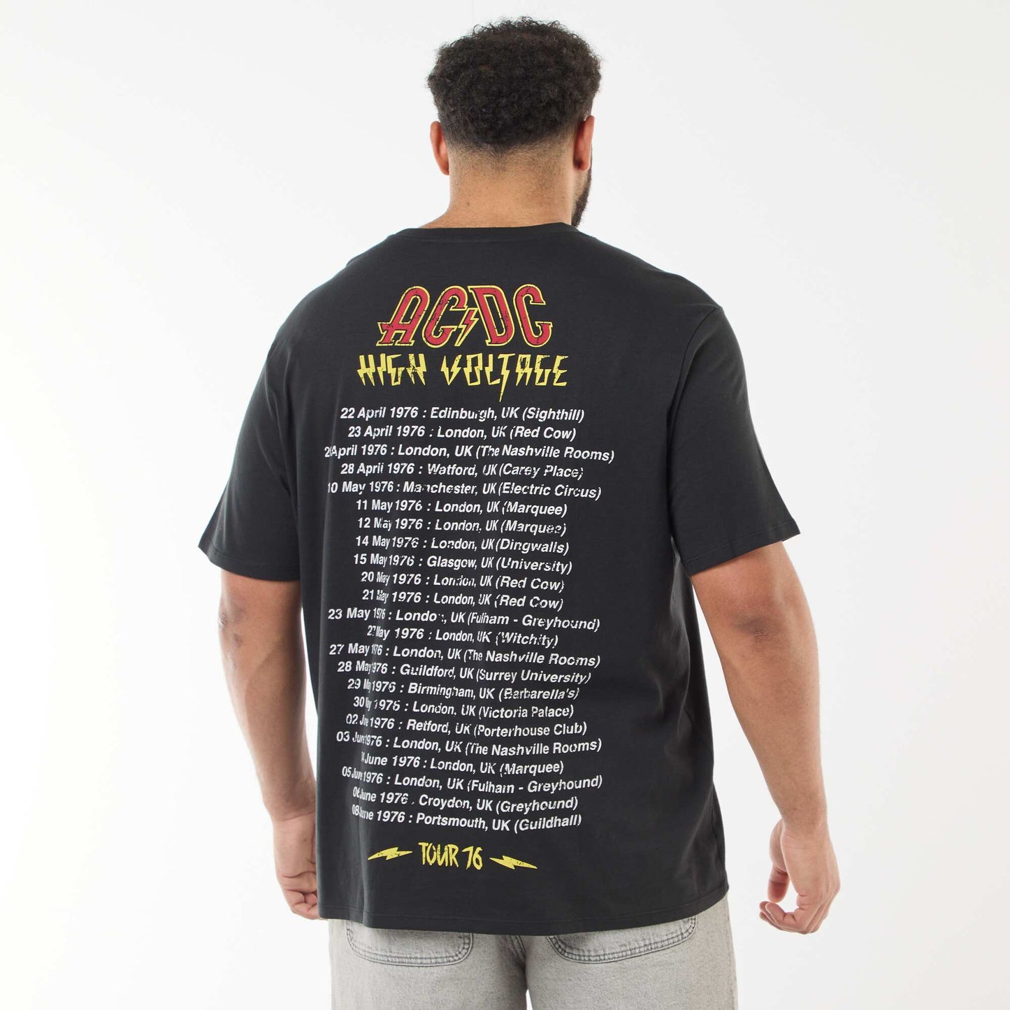 Tee-shirt imprimé 'AC/DC' à manches courtes NOIR