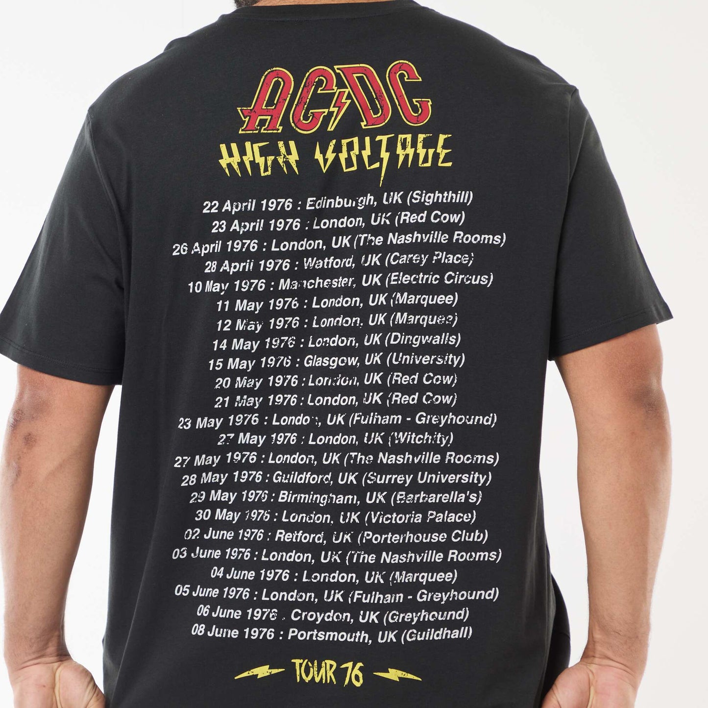 Tee-shirt imprimé 'AC/DC' à manches courtes NOIR