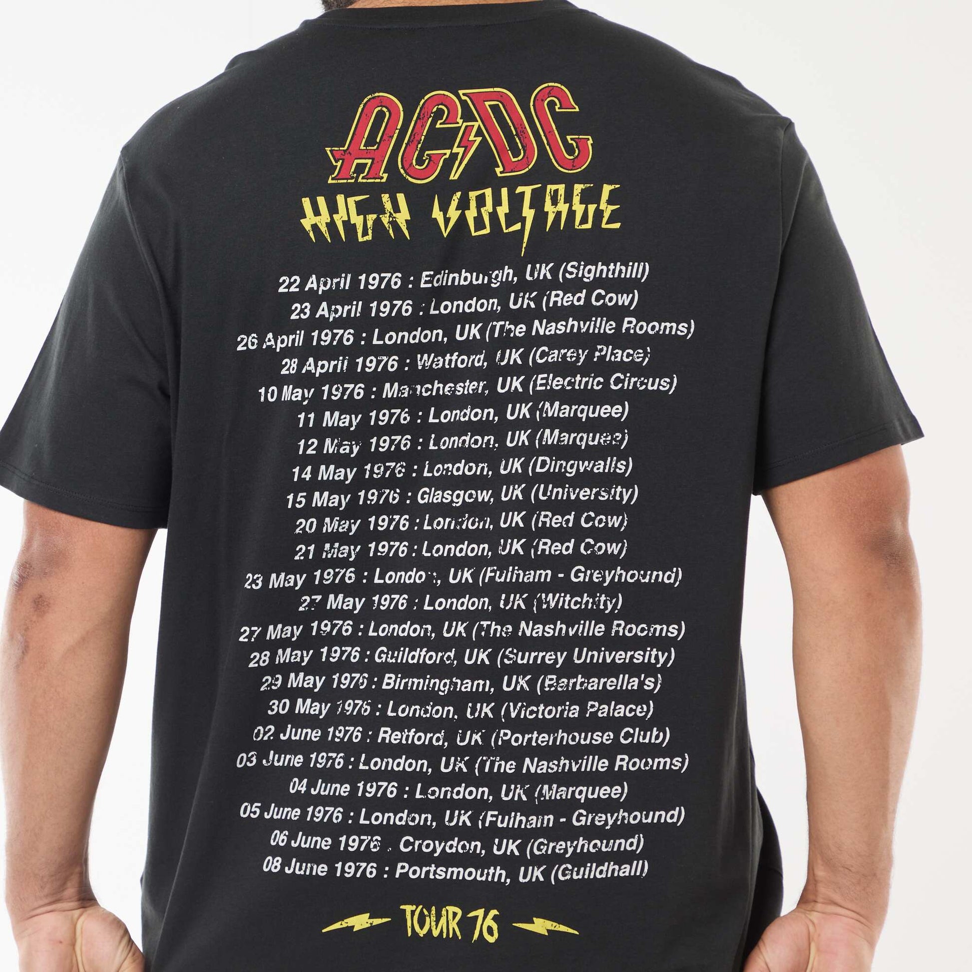 Tee-shirt imprimé 'AC/DC' à manches courtes NOIR