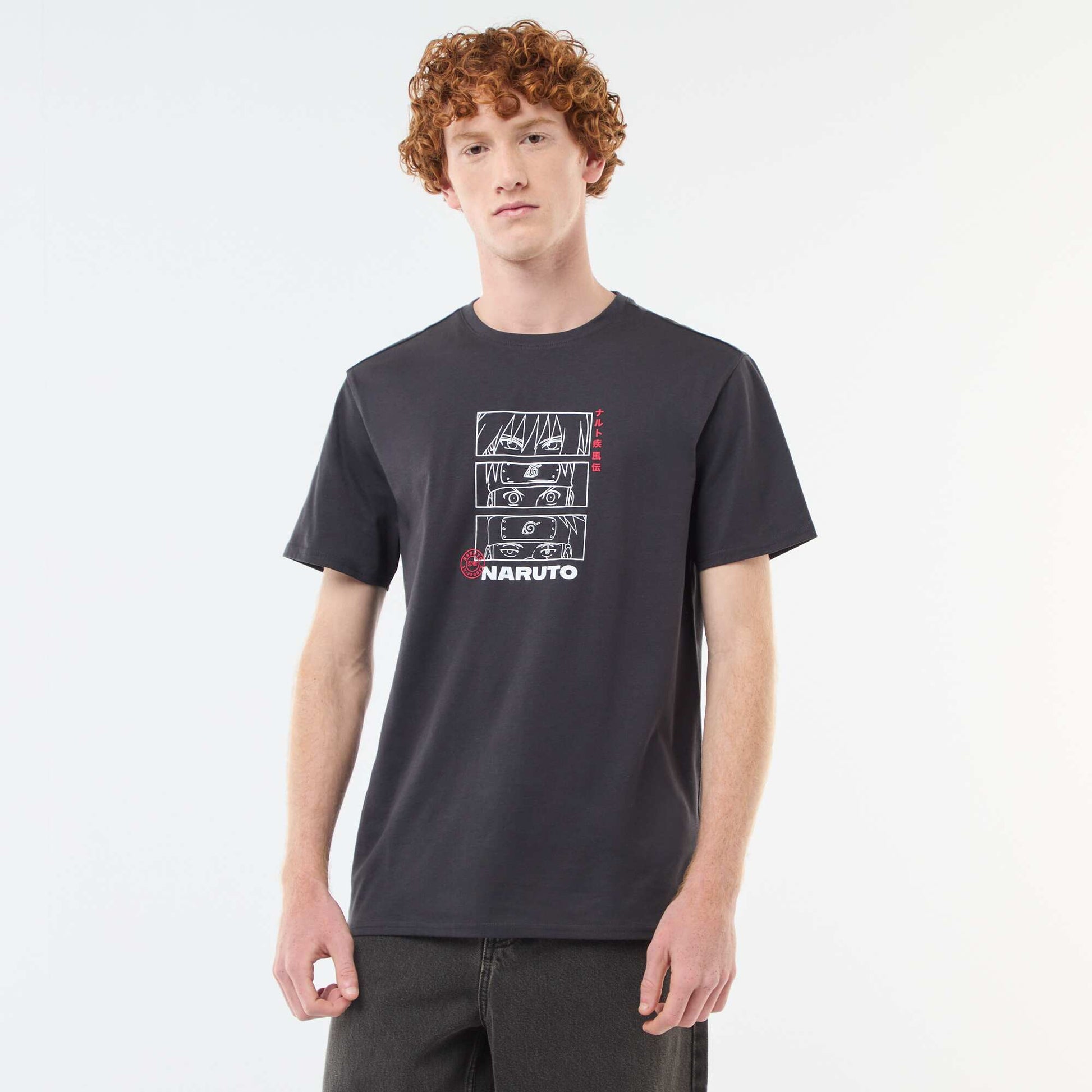 Tee-shirt imprimé 'Naruto' NOIR
