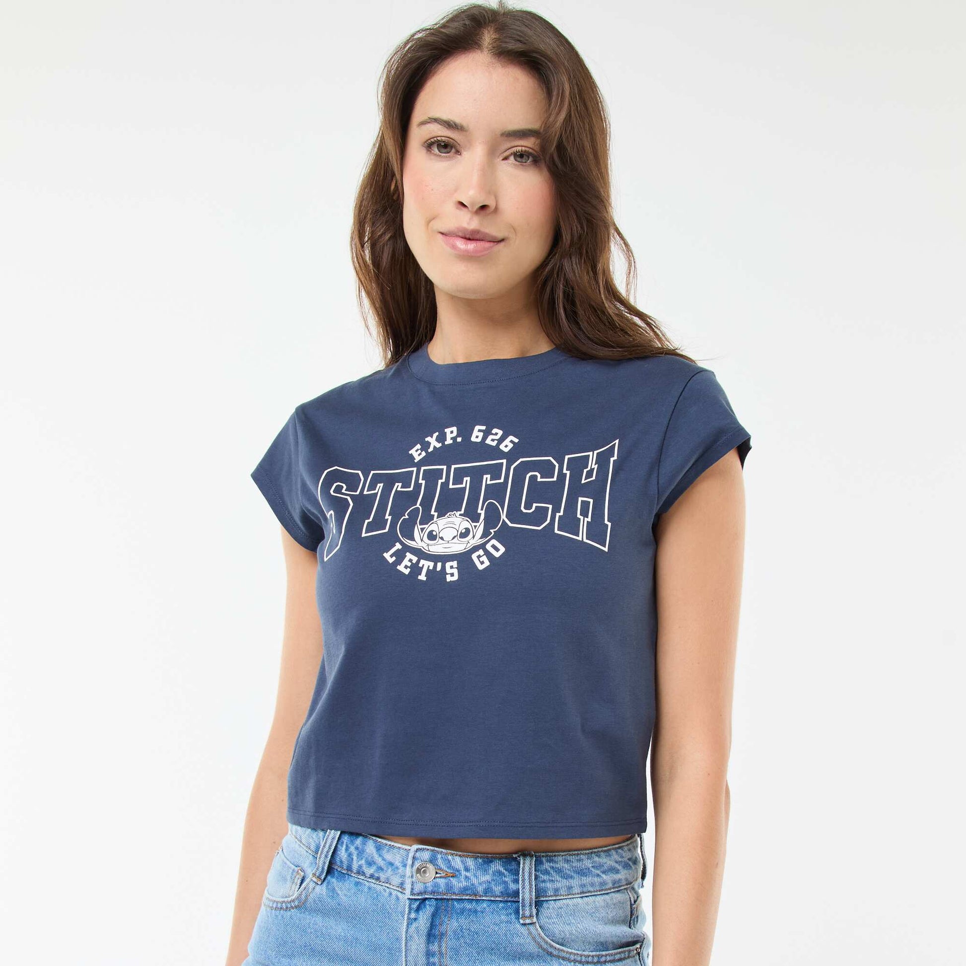 T-shirt imprimé 'Disney' 'Stitch' en coton BLEU