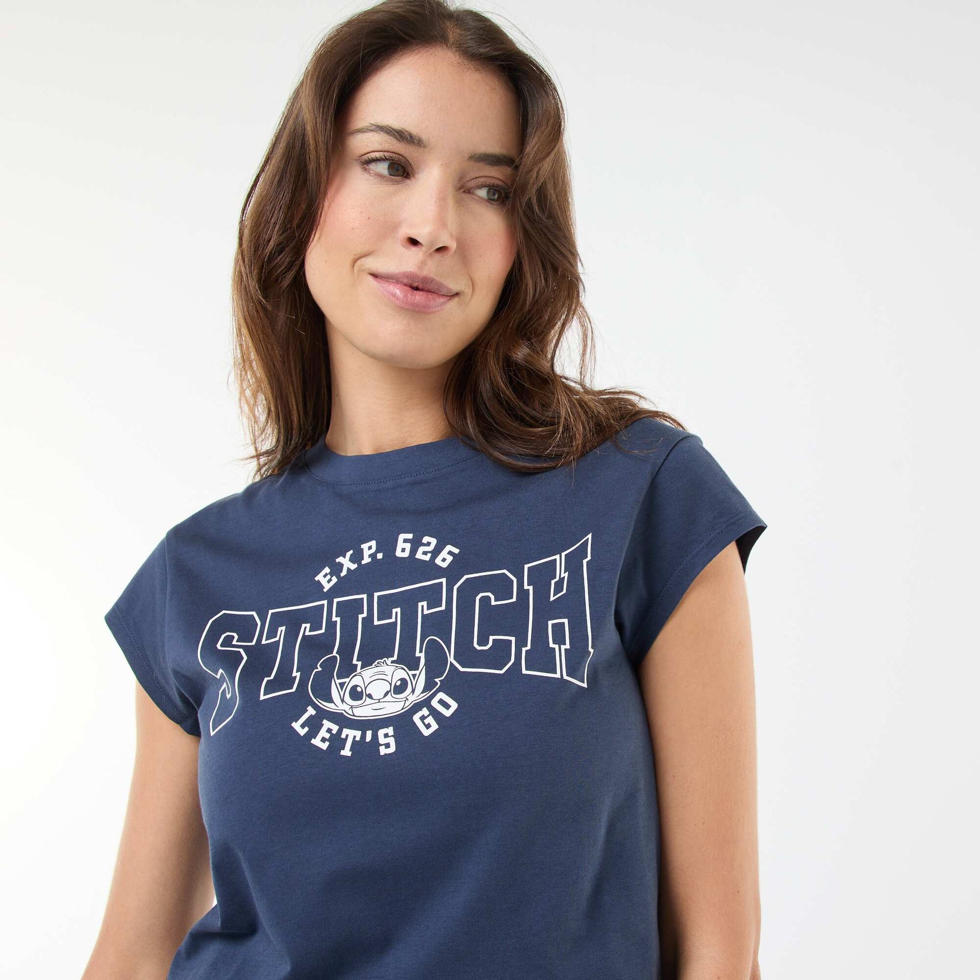 T-shirt imprimé 'Disney' 'Stitch' en coton BLEU