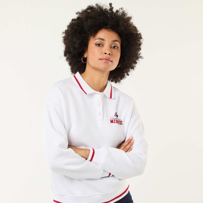 Sweat 'Minnie' 'Disney' avec col polo boutonné BLANC