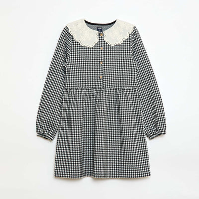 Robe en maille jacquard avec col claudine NOIR