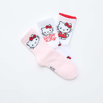 Lot de 3 chaussettes 'Hello Kitty' ROUGE