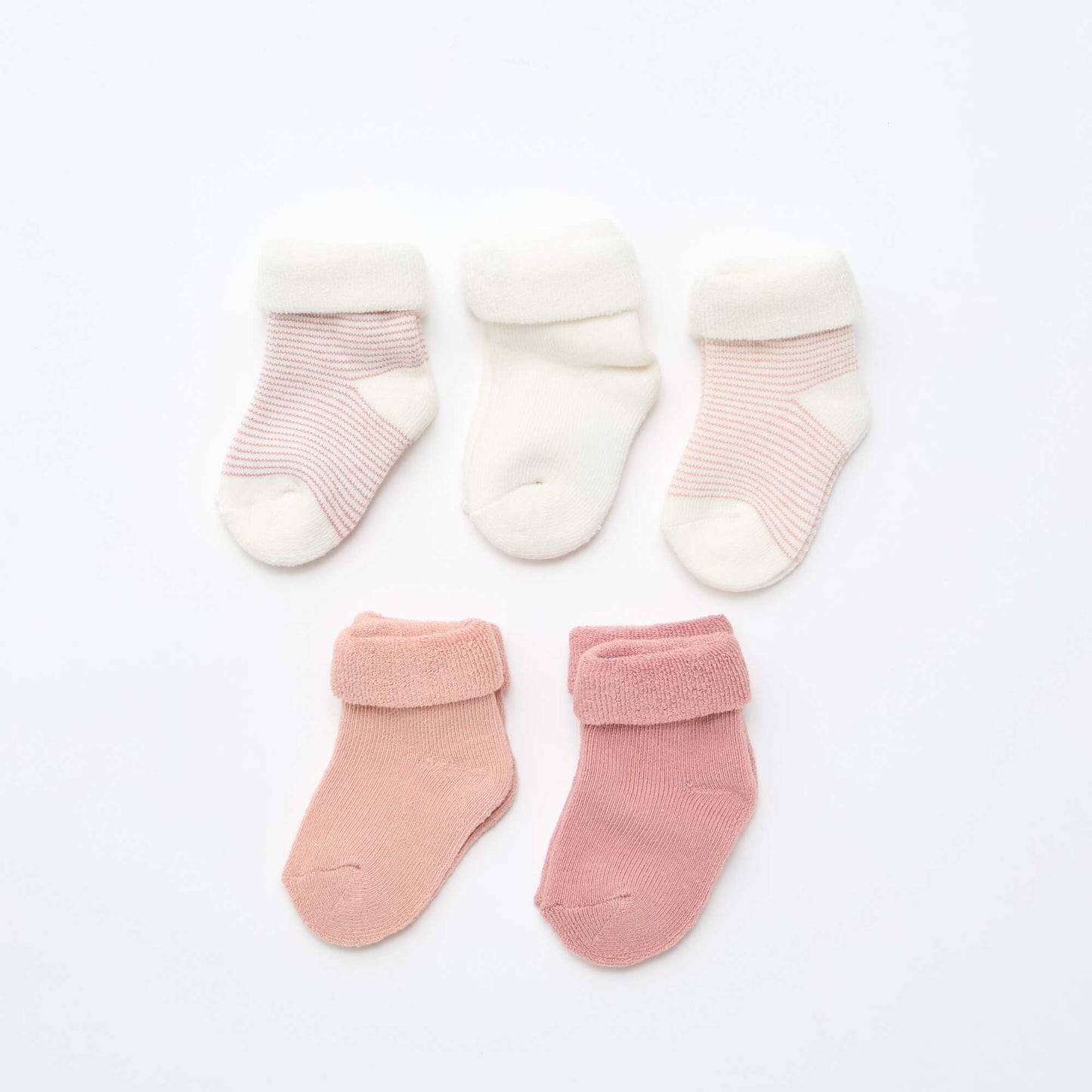 Lot de 5 paires de chaussette avec revers en coton ROSE
