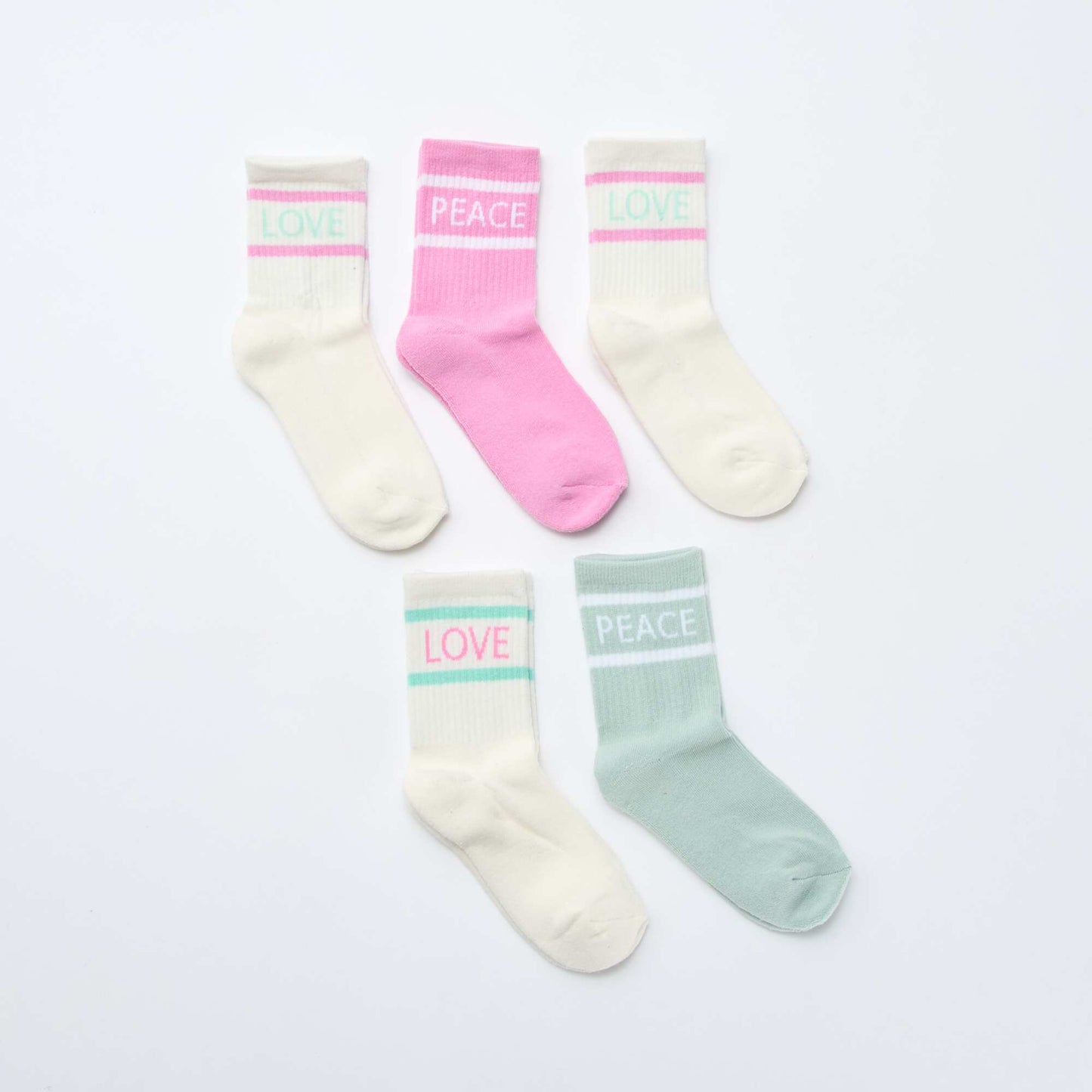 Lot de 5 chaussettes chaudes ROSE/VERT