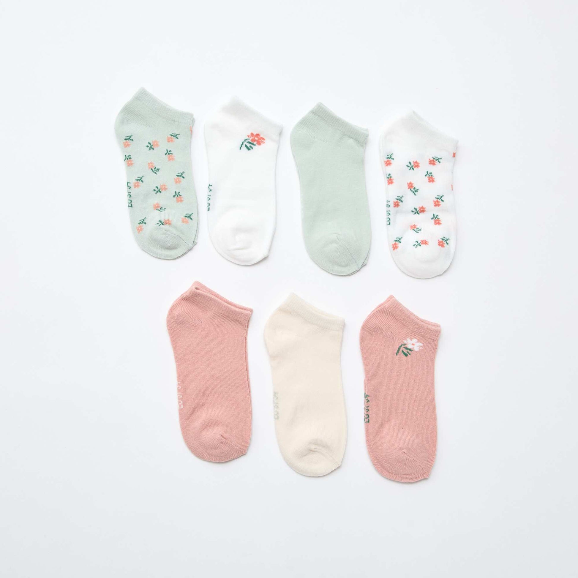 Lot de 7 paires de socquettes invisibles VERT