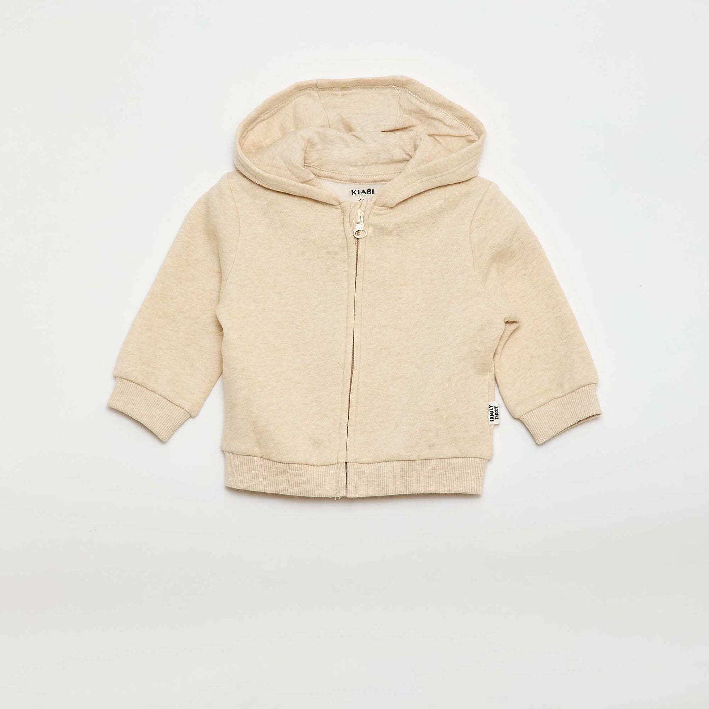 Sweat zippé à capuche en molleton gratté BEIGE