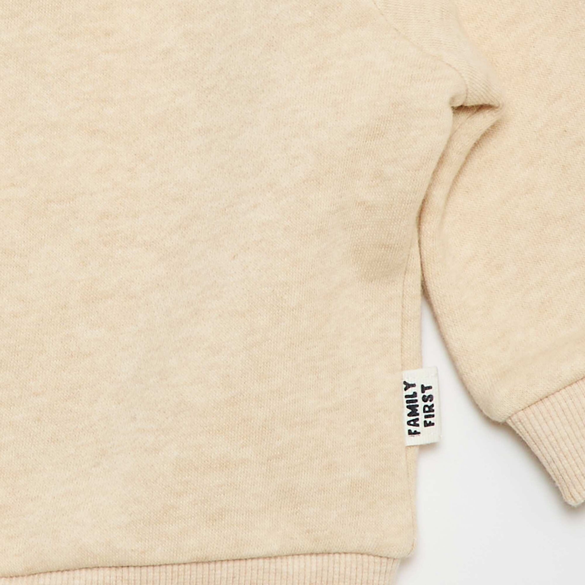 Sweat zippé à capuche en molleton gratté BEIGE
