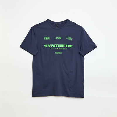 Tee-shirt imprimé à manches courtes BLEU