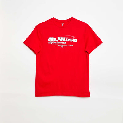 Tee-shirt imprimé à manches courtes ROUGE