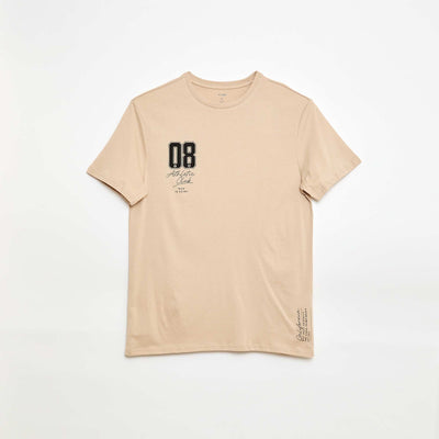 Tee-shirt imprimé à manches courtes BEIGE