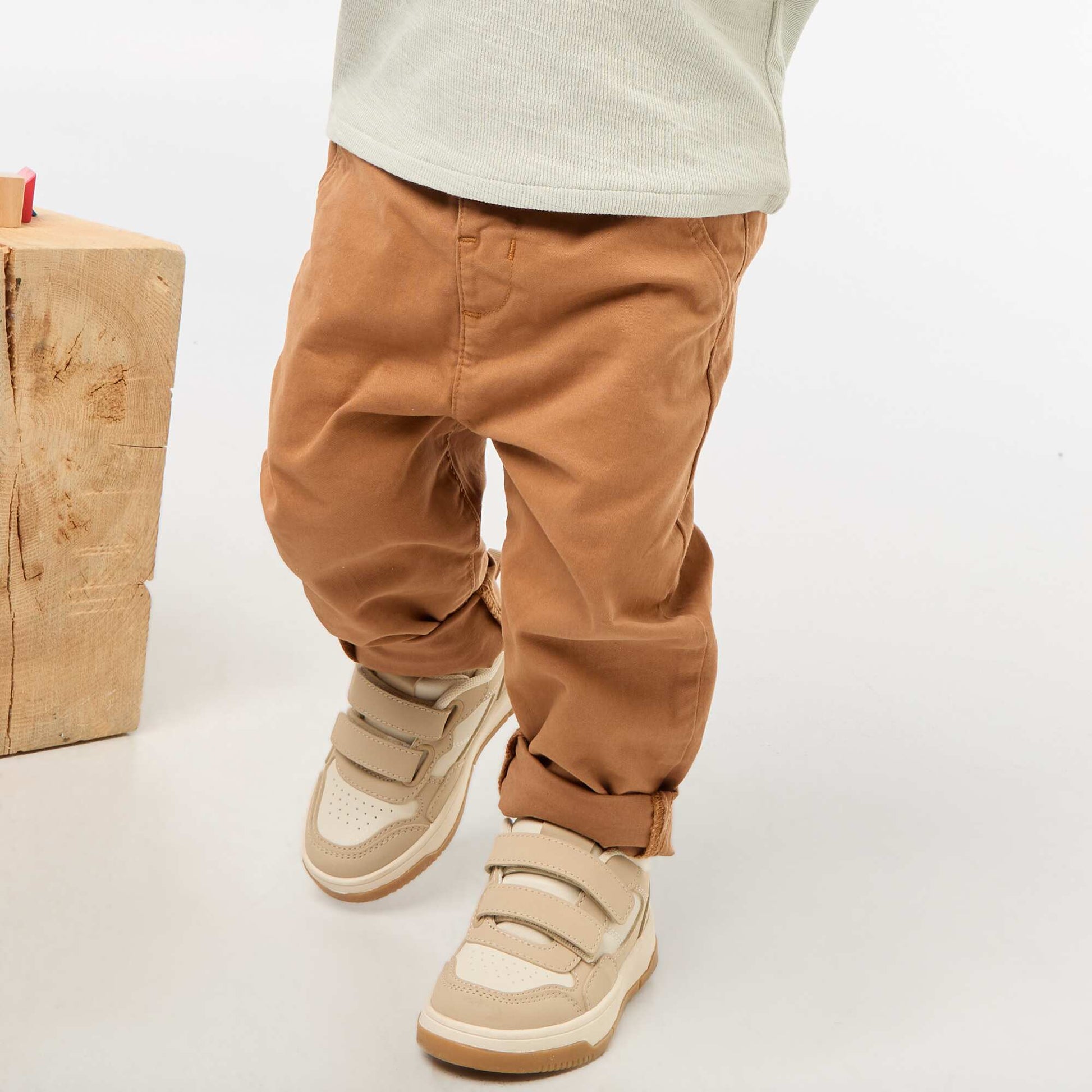 Chino droit en coton stretch BEIGE
