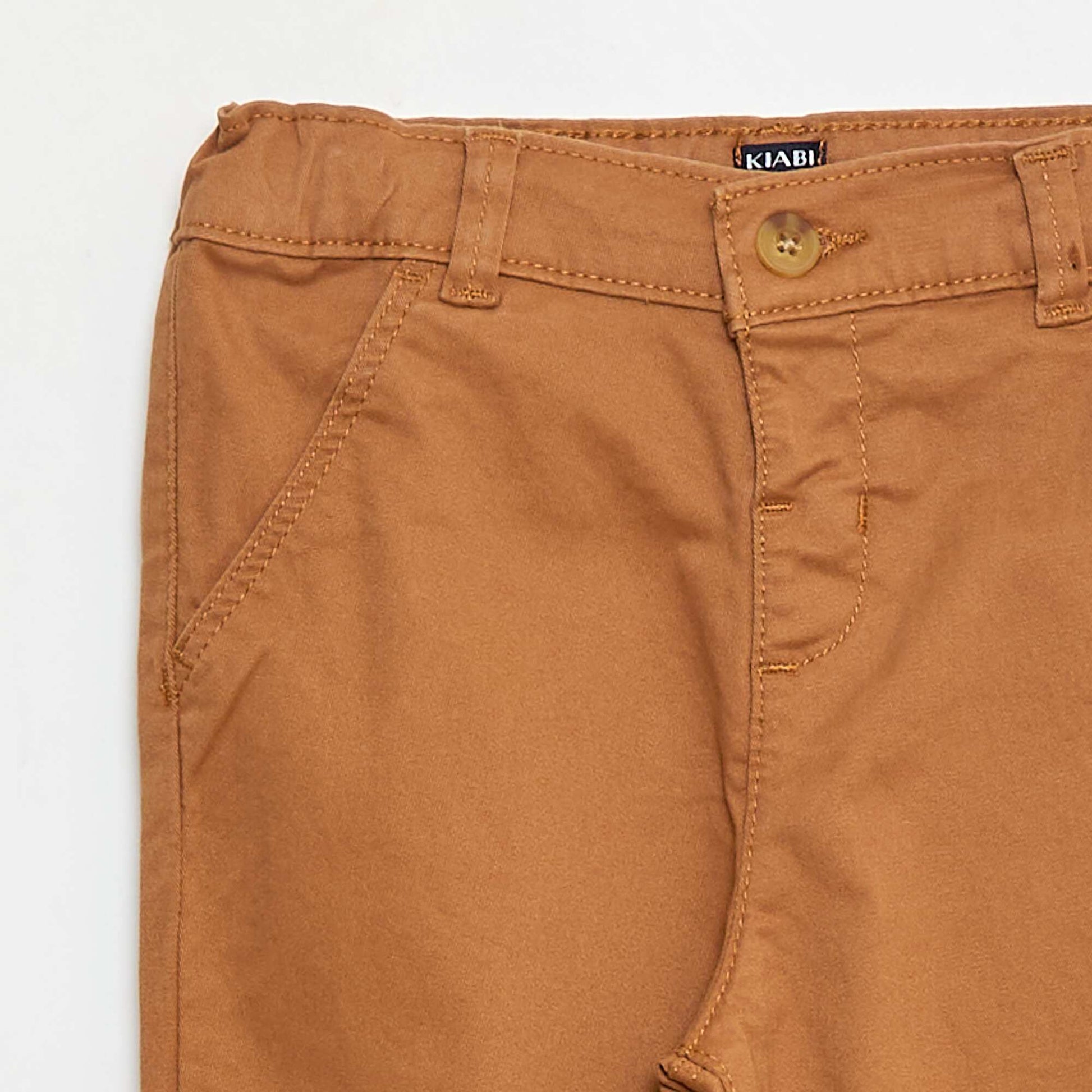 Chino droit en coton stretch BEIGE