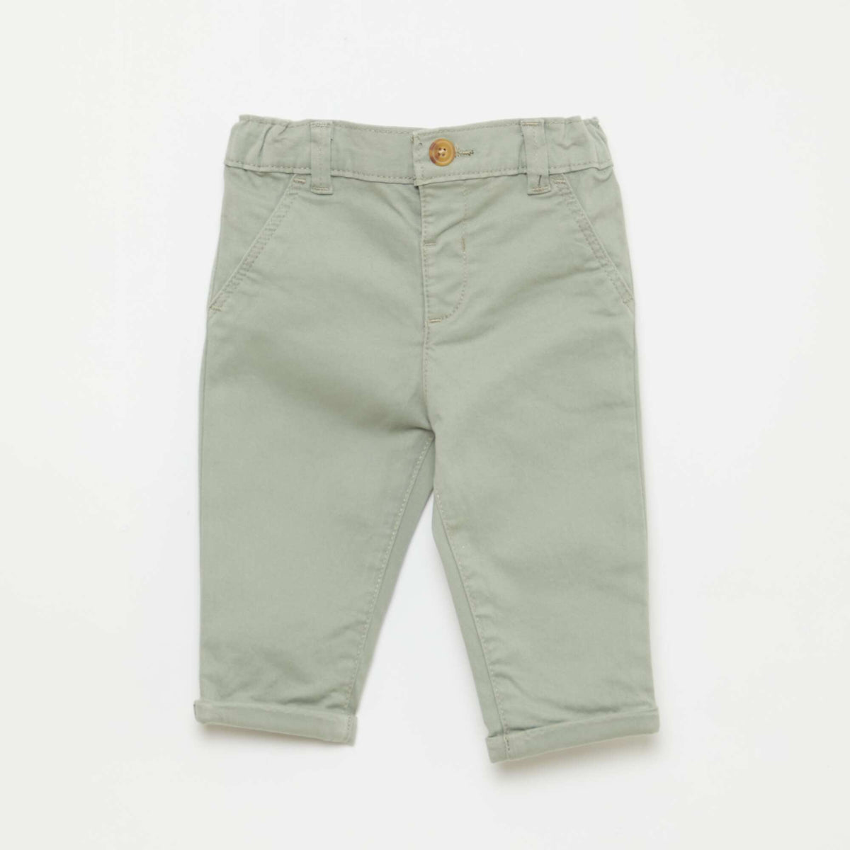 Chino droit en coton stretch VERT