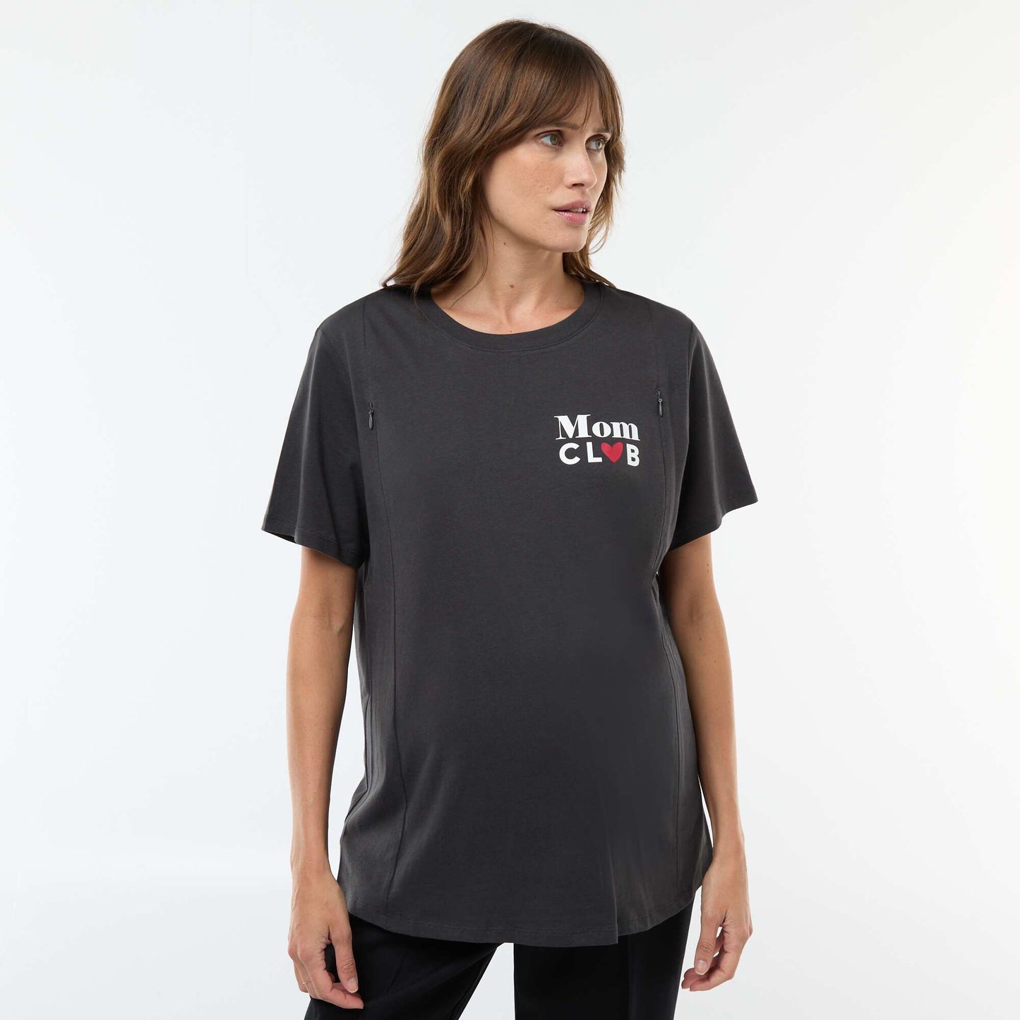 Tee-shirt d'allaitement imprimé à manches courtes NOIR