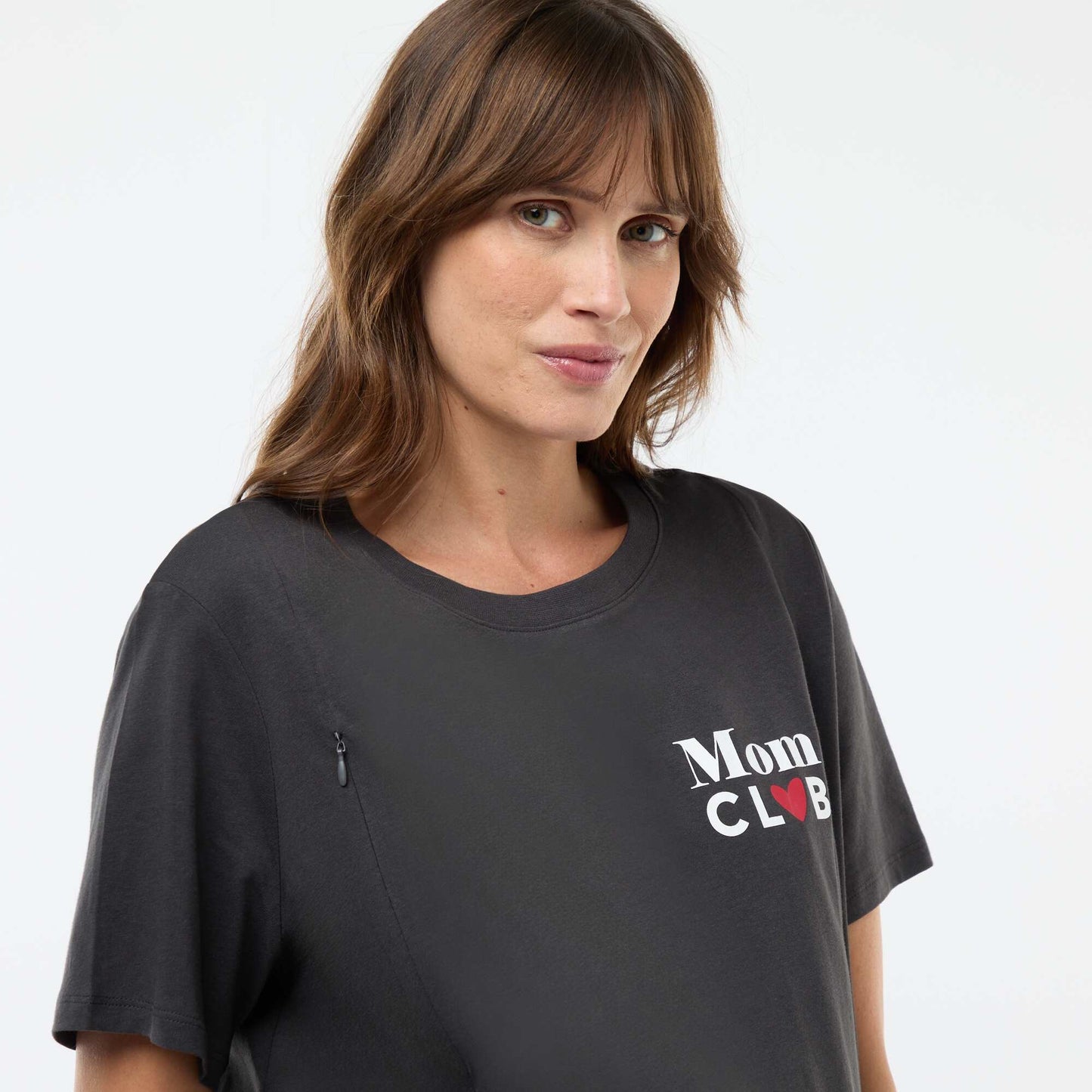 Tee-shirt d'allaitement imprimé à manches courtes NOIR