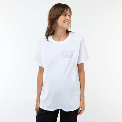 Tee-shirt d'allaitement imprimé à manches courtes BLANC