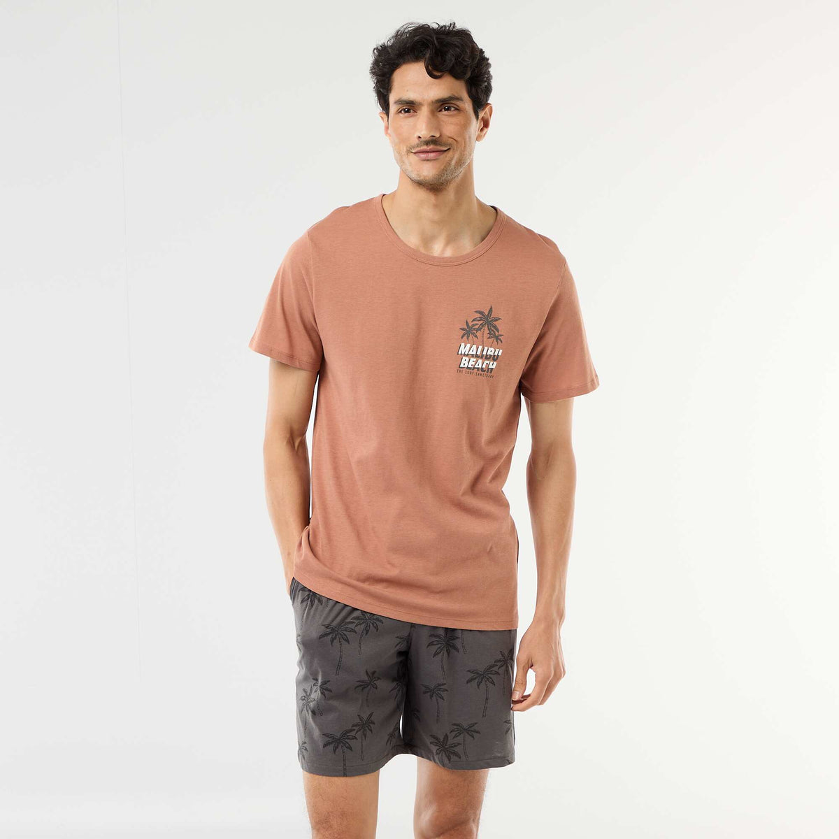 Ensemble pyjama court t-shirt + short - 2 pièces MARRON