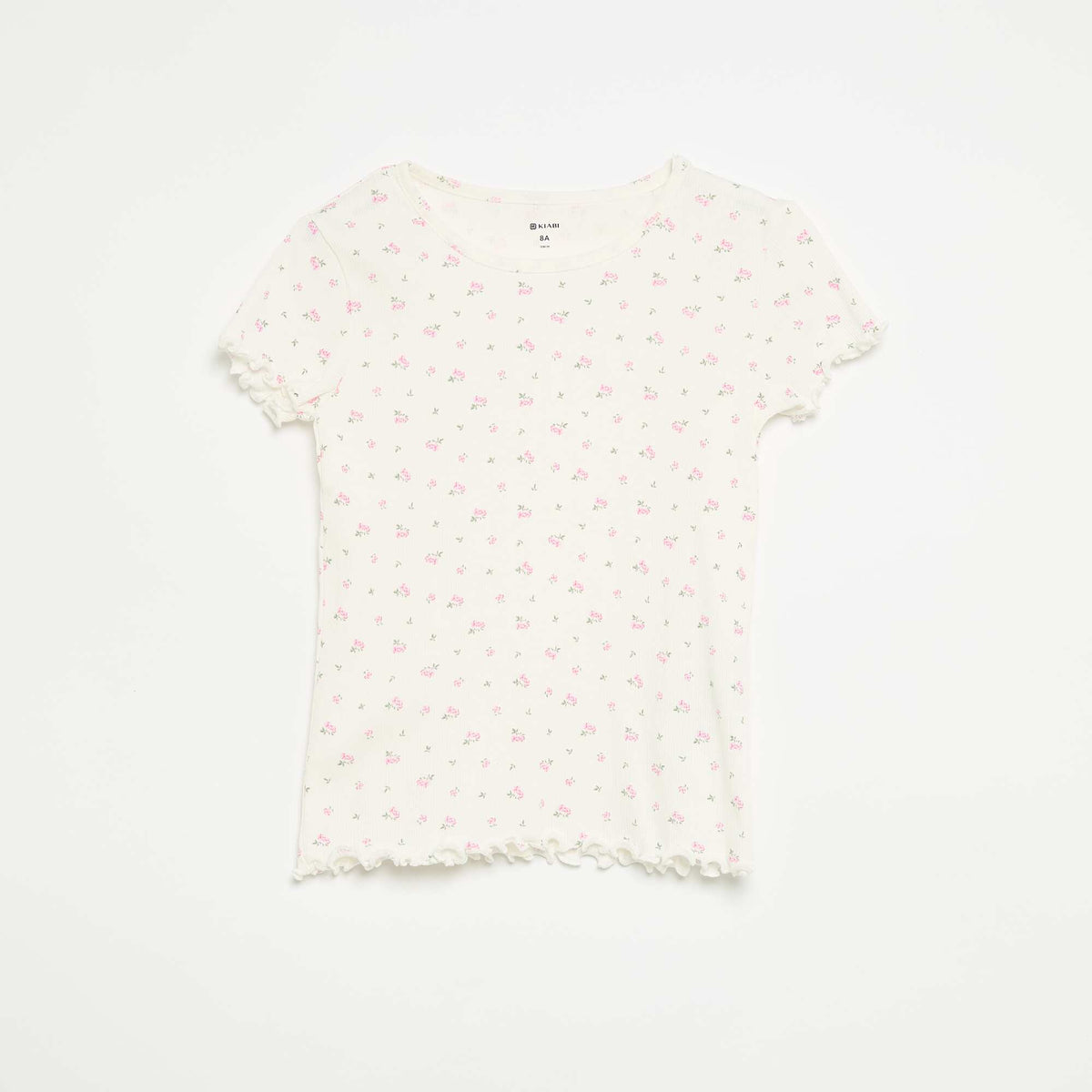 Ensemble de pyjama haut + short en maille côtelée coton BLANC