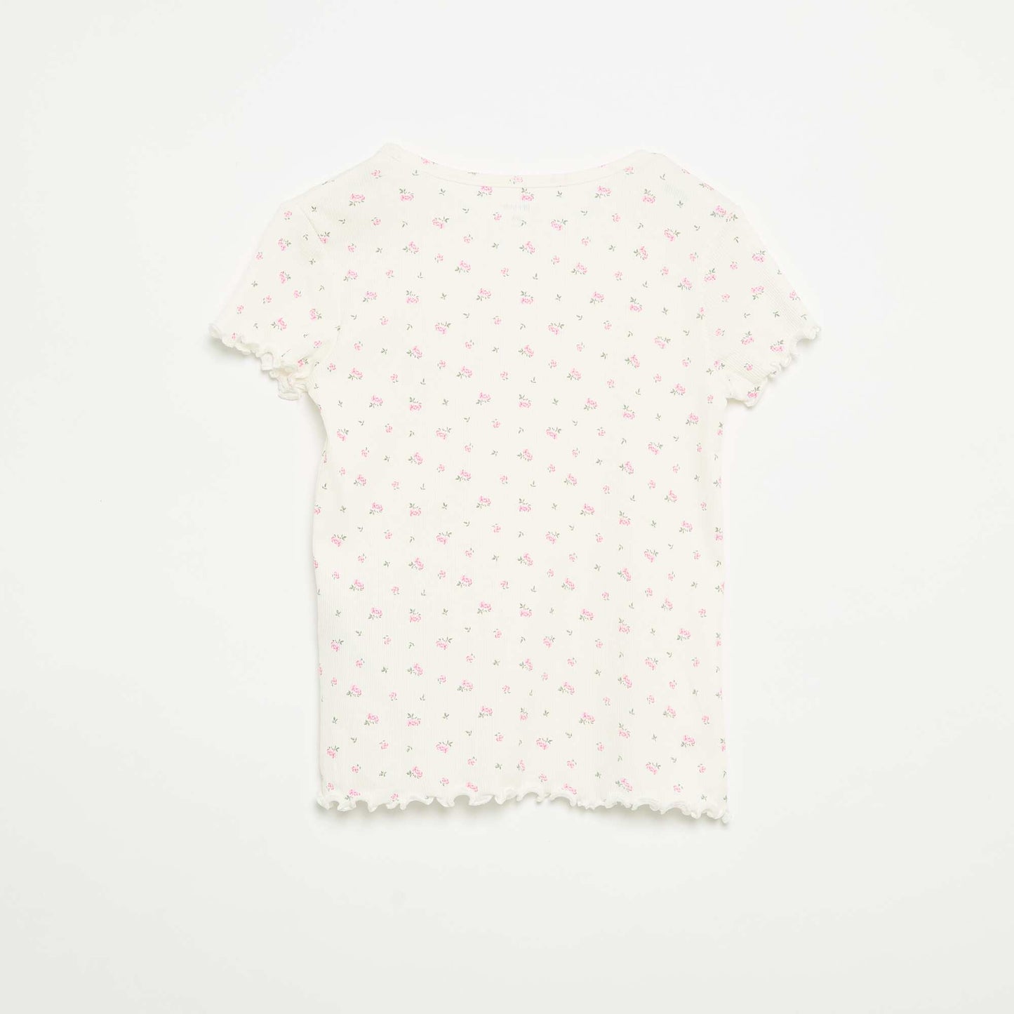 Ensemble de pyjama haut + short en maille côtelée coton BLANC
