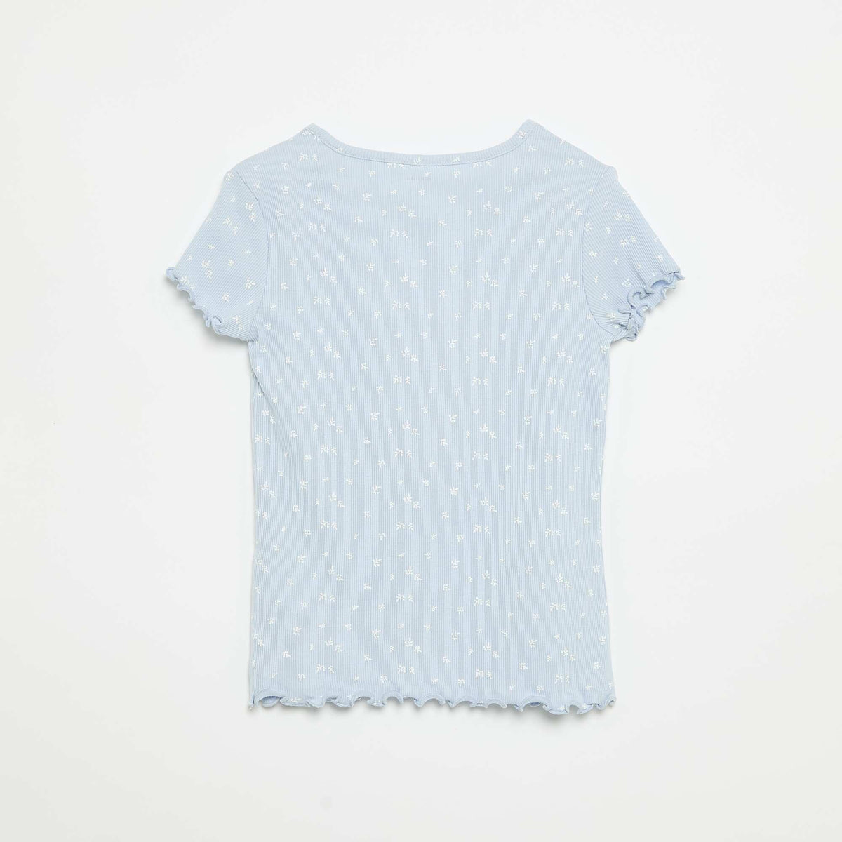 Ensemble de pyjama haut + short en maille côtelée coton BLEU
