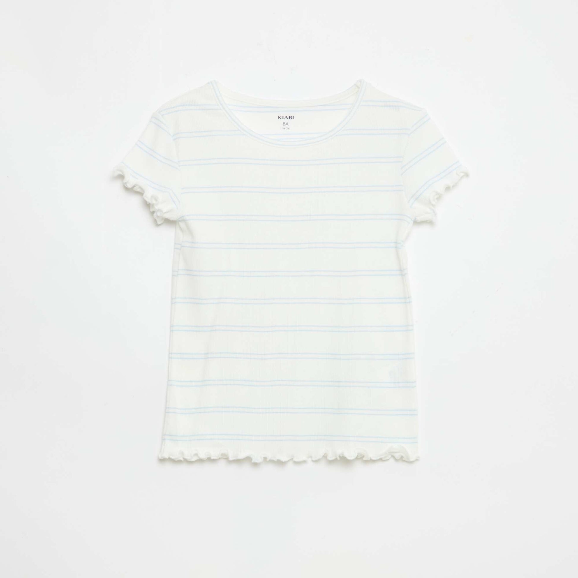 Ensemble de pyjama haut + short en maille côtelée coton BLANC