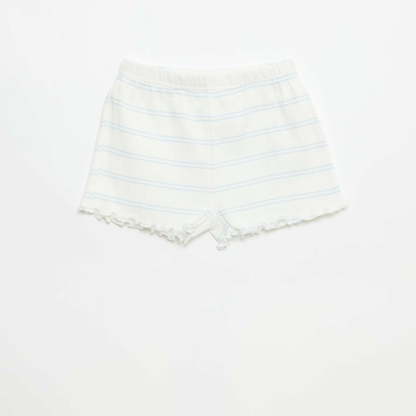 Ensemble de pyjama haut + short en maille côtelée coton BLANC