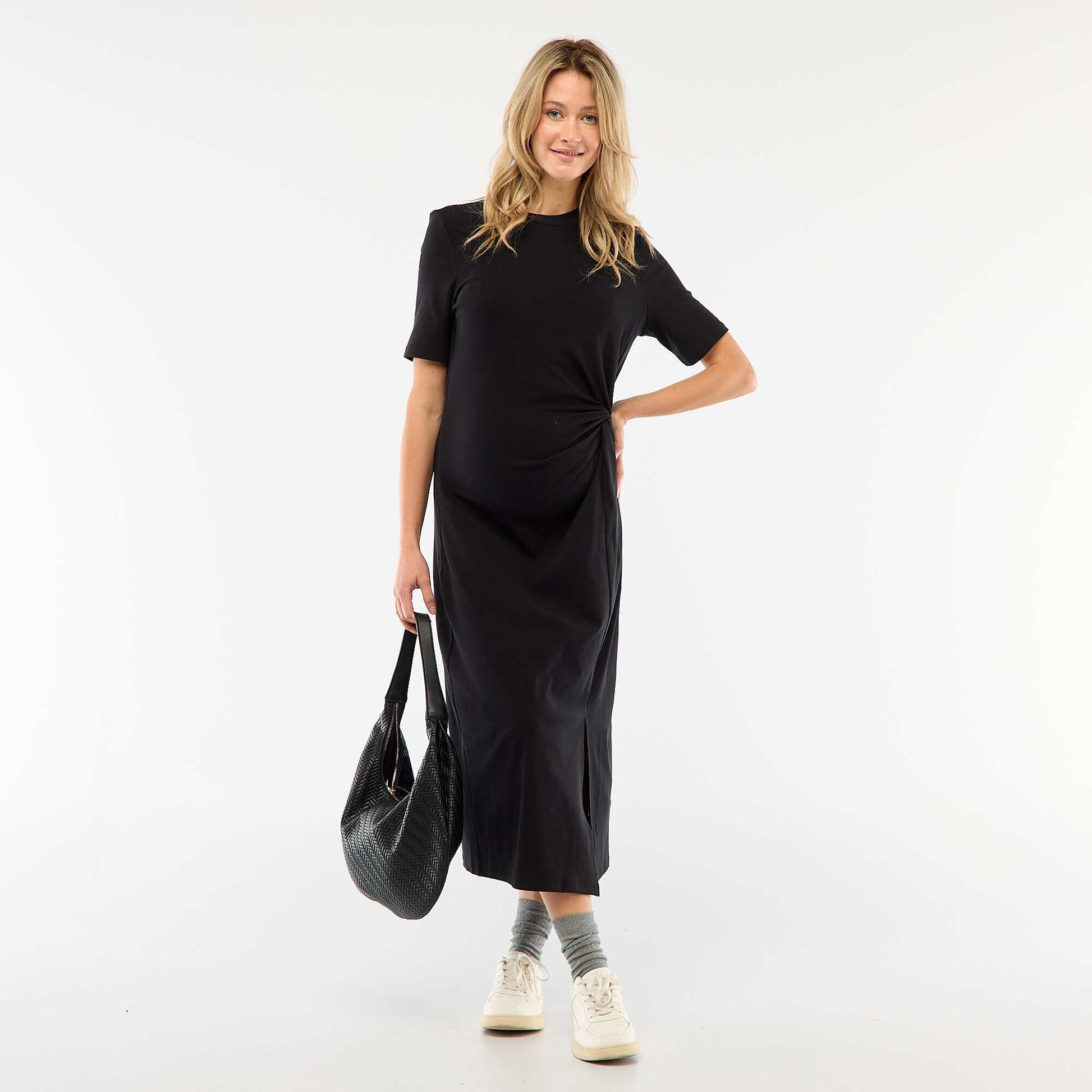 Robe grossesse torsadée devant NOIR