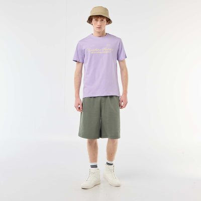 Short avec patch en coton uni VERT