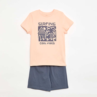 Pyjama 2 pièces short + T-shirt ORANGE