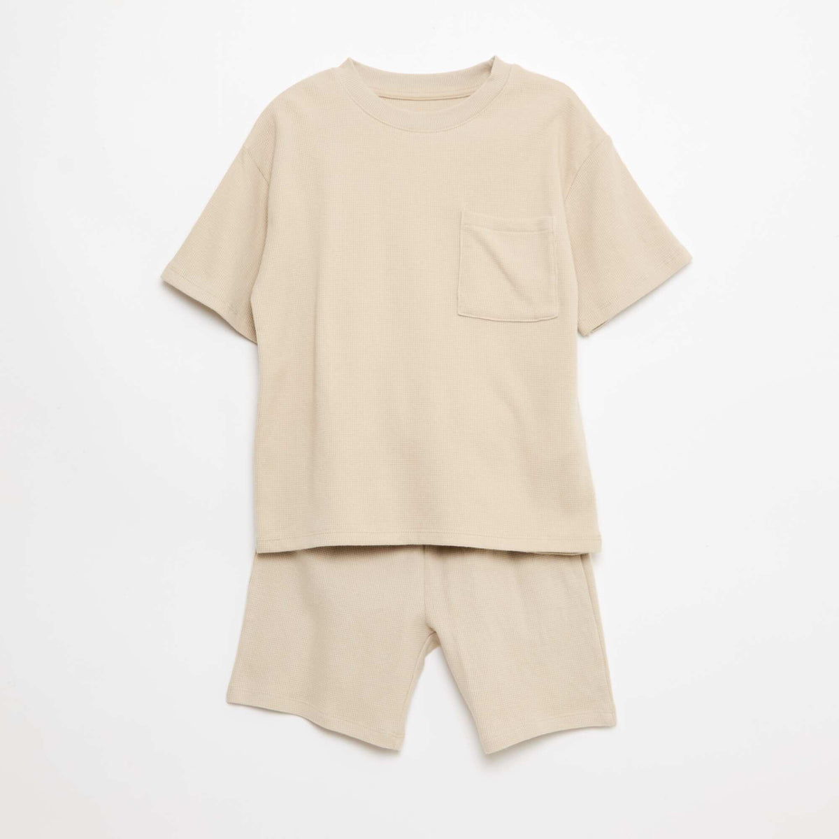 Ensemble de pyjama en coton uni BEIGE