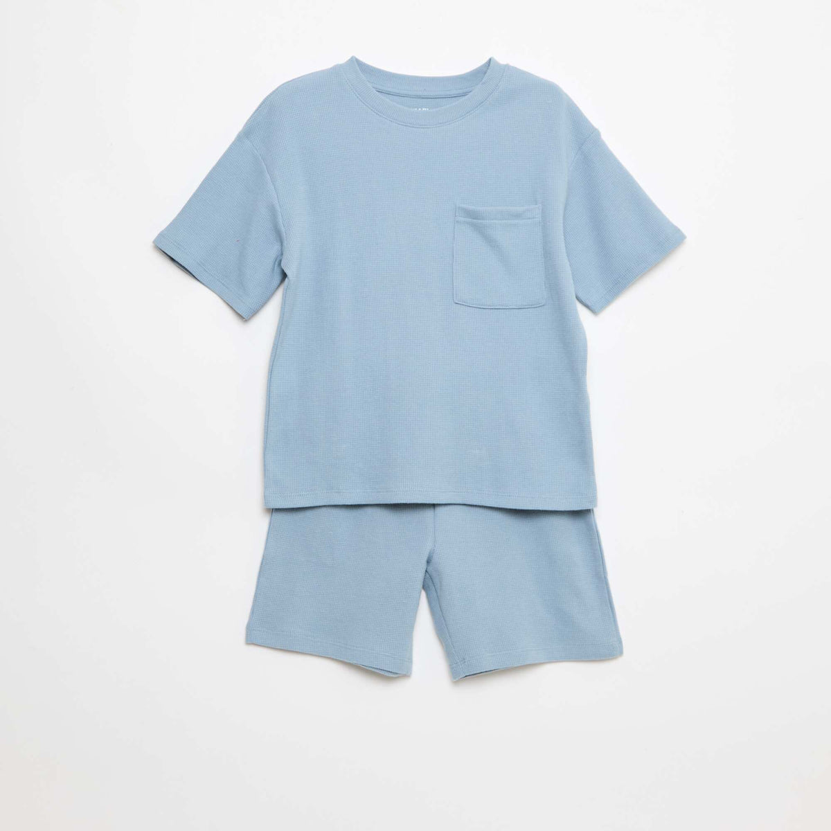 Ensemble de pyjama en coton uni BLEU