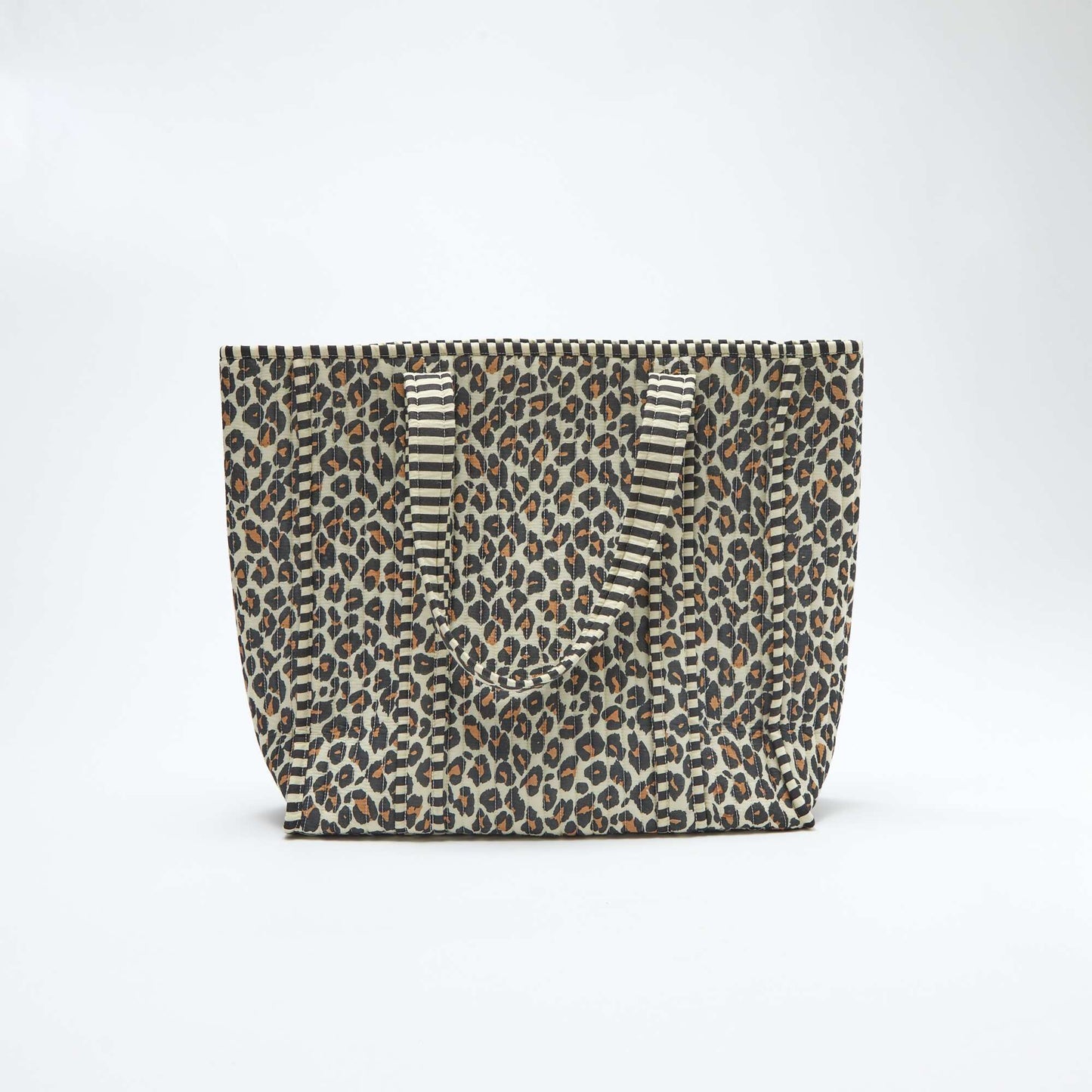 Sac cabas matelassé motif léopard MARRON