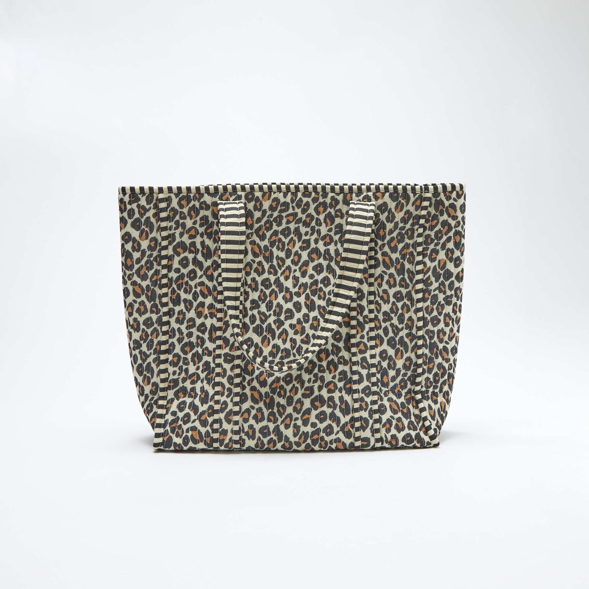 Sac cabas matelassé motif léopard MARRON